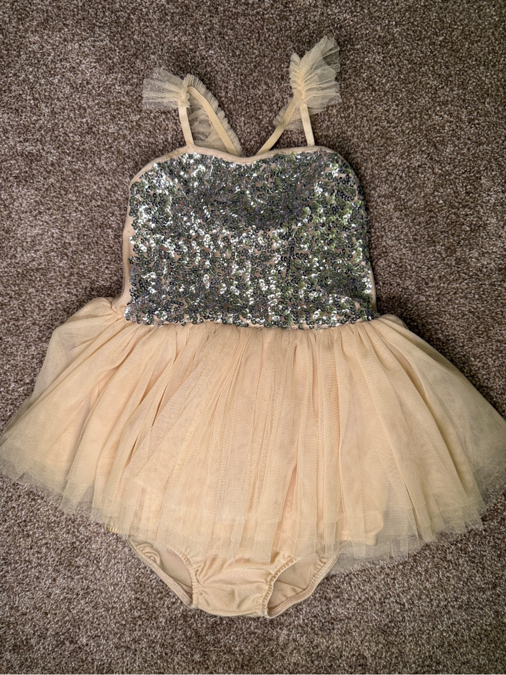 Girls Sparkle Sequin Tulle Dance Costume in Champagne